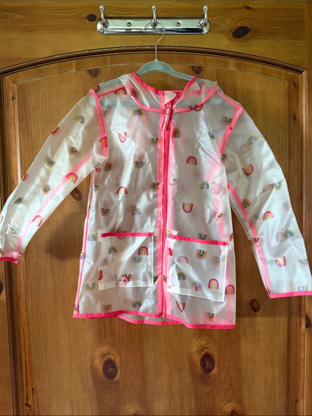 Kids Pink Rainbow Print Swim Jacket